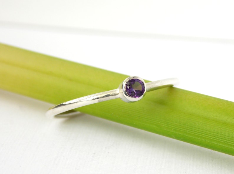 Sterling Silver Birthstone Stacking Ring: dainty stackable stackable simple ring image 3