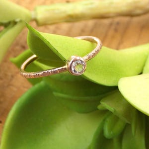 Hatched Rose Gold-filled Birthstone Stacking Ring: simple, dainty 14k pink gold-filled ring