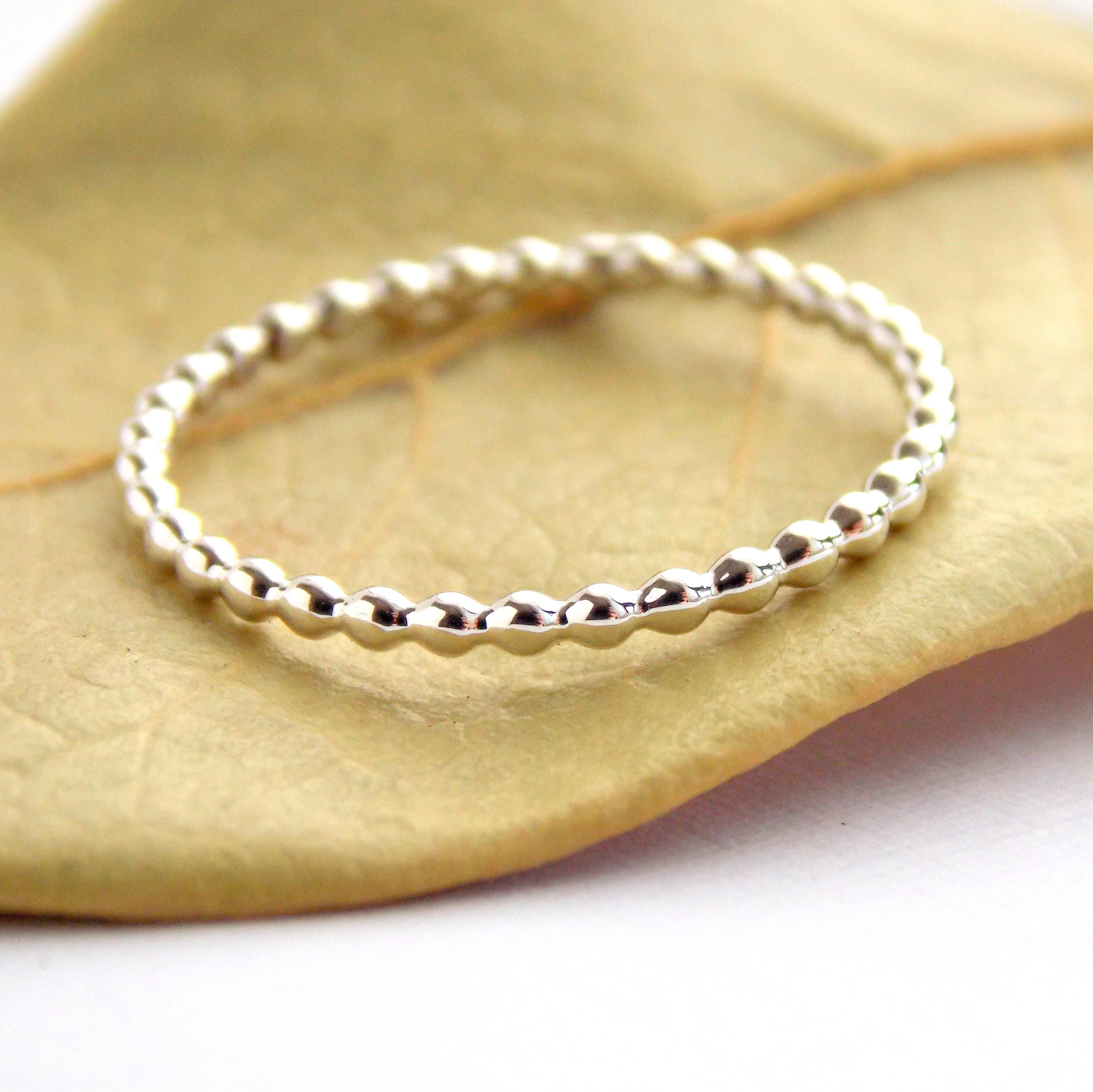 Beaded Stacking Ring sterling silver ring dainty ring Etsy