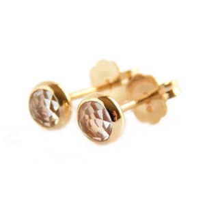 Rose Cut Birthstone Stud Earrings in gold-filled