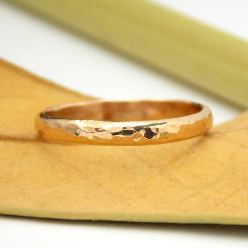 Gold-filled Hammered Domed Ring: textured ring, simple ring, golden ring, wedding band, hammered finish, men's ring, hammered ring image 1
