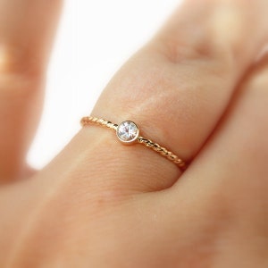 Gold-filled Rope Birthstone Stacking Ring: simple, dainty 14k yellow gold-filled twisted ring image 4