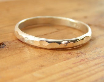 Hammered Domed Band: a simple textured sterling silver ring, men's or unisex wedding band
