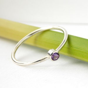 Sterling Silver Birthstone Stacking Ring: dainty stackable stackable simple ring image 2