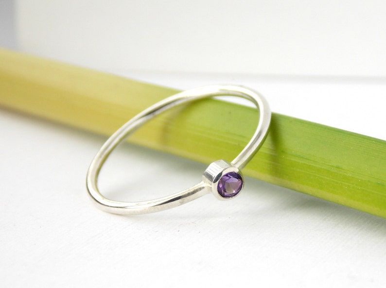 Sterling Silver Birthstone Stacking Ring: dainty stackable stackable simple ring image 2