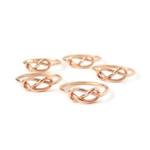 5+ Infinity Knot Rings: Yellow or Rose, 14K gold filled ring, bridesmaid gifts, infinity friendship rings, gold infinity knot rings, group
