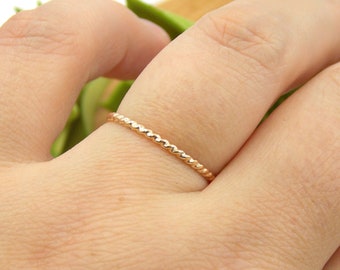 Gold-filled Simple Twisted Rope Ring: 14K Gold-filled ring, twisted ring, dainty ring, simple ring, stacking ring, skinny ring, small ring