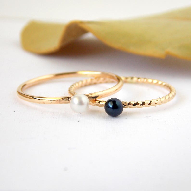 Mini Floating Freshwater Pearl Ring in 14k Goldfilled With Etsy