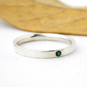 Inside Out Birthstone Ring: silver ring, sterling silver ring, dainty ring, comfort fit ring, small ring, birthstone ring, stacking ring