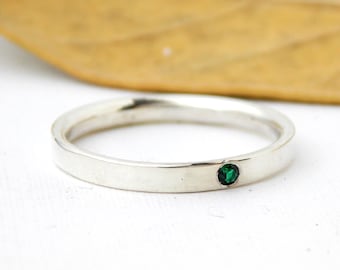 Inside Out Birthstone Ring: silver ring, sterling silver ring, dainty ring, comfort fit ring, small ring, birthstone ring, stacking ring