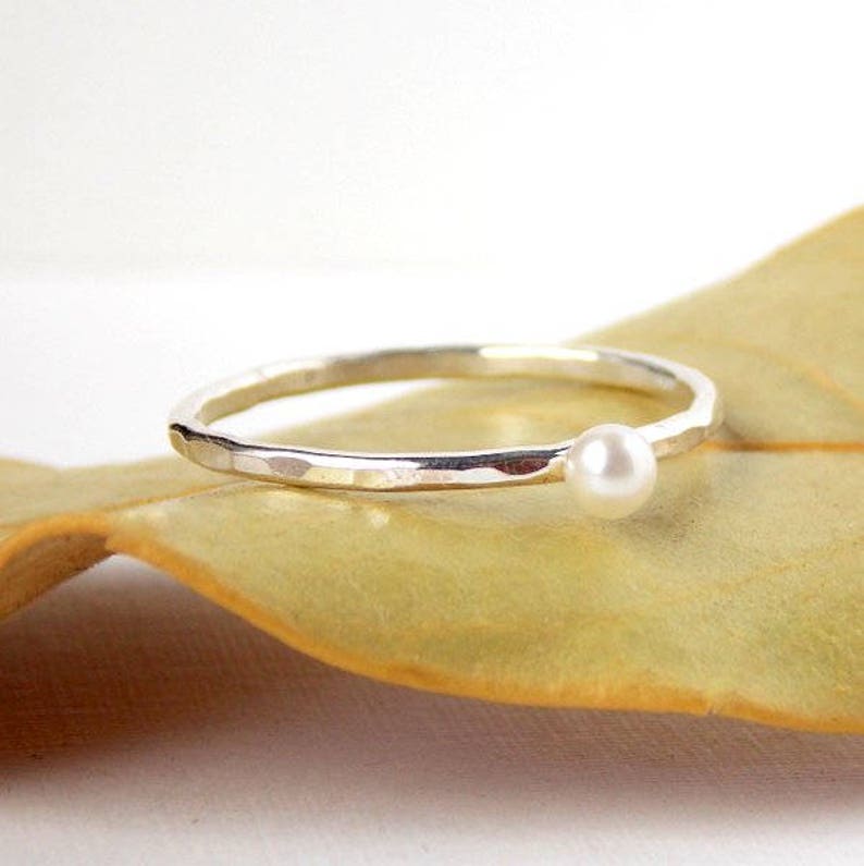 Mini Floating Freshwater Pearl Ring 925 Sterling Silver Etsy