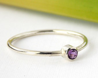 Sterling Silver Birthstone Stacking Ring: dainty stackable stackable simple ring