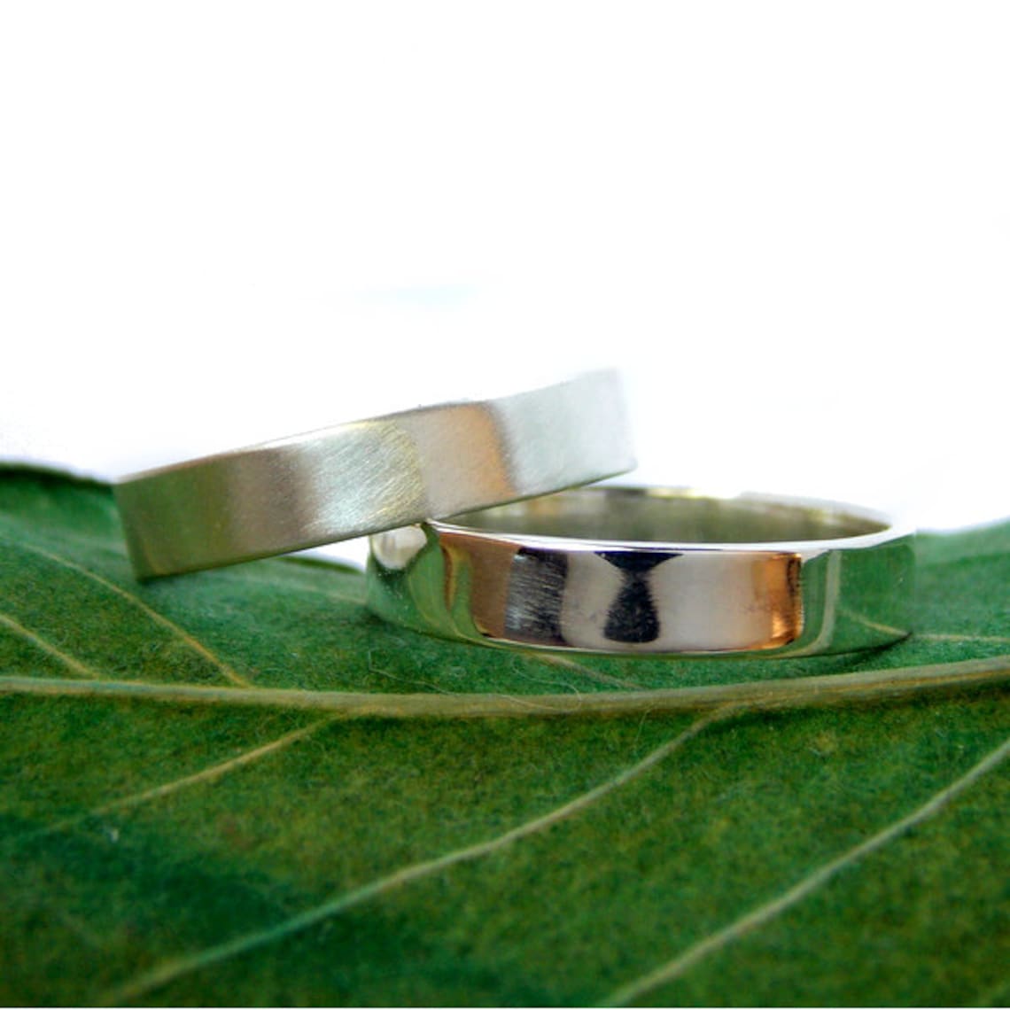 Simple Plain Sterling Silver Wedding Band With a Brushed or Etsy