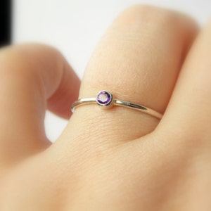 Sterling Silver Birthstone Stacking Ring: dainty stackable stackable simple ring image 4