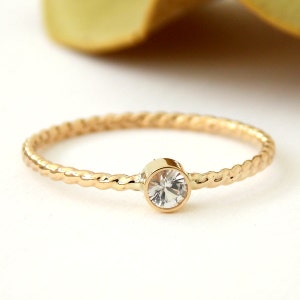 Gold-filled Rope Birthstone Stacking Ring: simple, dainty 14k yellow gold-filled twisted ring image 2