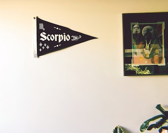Scorpio Canvas Pennant Flag (choose colors) More Zodiac options coming soon, made by So Effing Cute, Contact me to customize