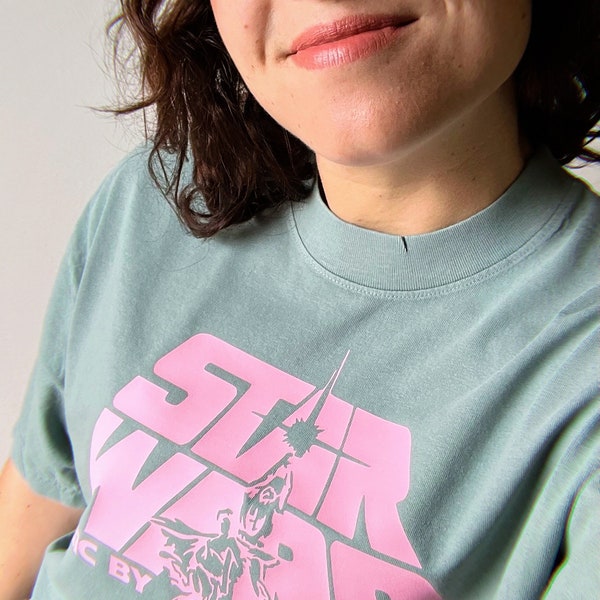 Star Wars Music by Oversized Crop Tee by So Effing Cute- Made in USA - inspired by Star Wars - for all Batuu Bound Daddies and Baddies