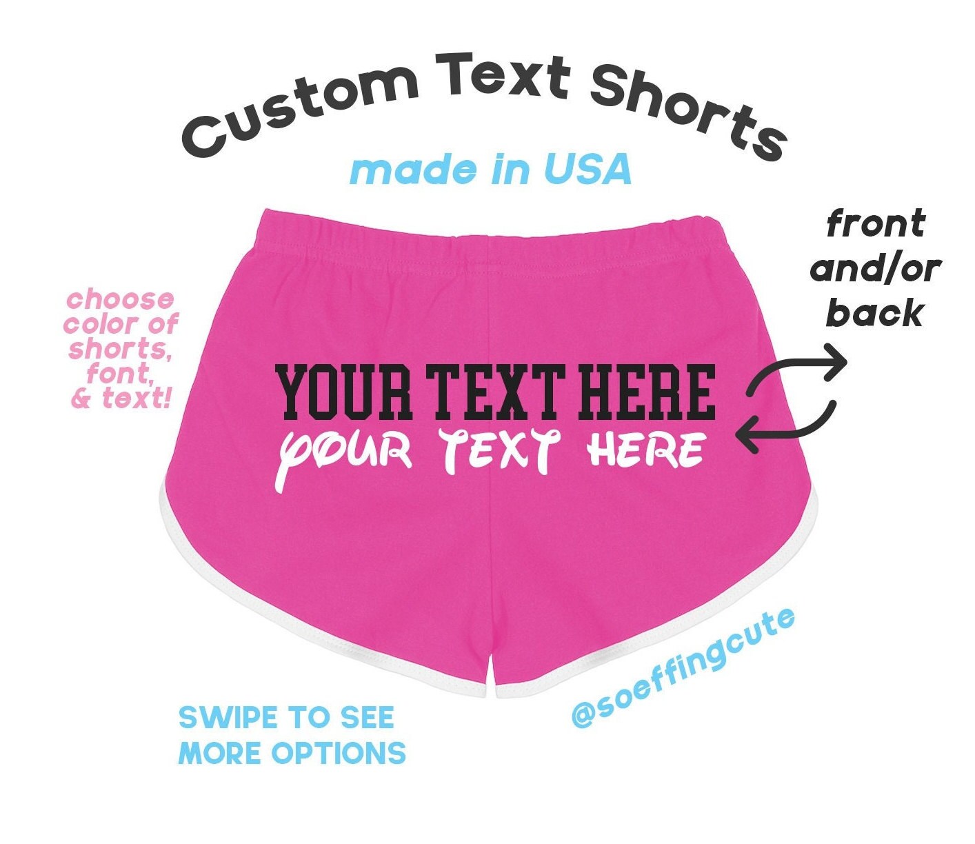 Size XL CUSTOM TEXT Booty Shorts Dolphin Active Black Gym Work Out Retro  Stretchy Cheeky Your Words Here Printed Personalized Customized -  Hong  Kong