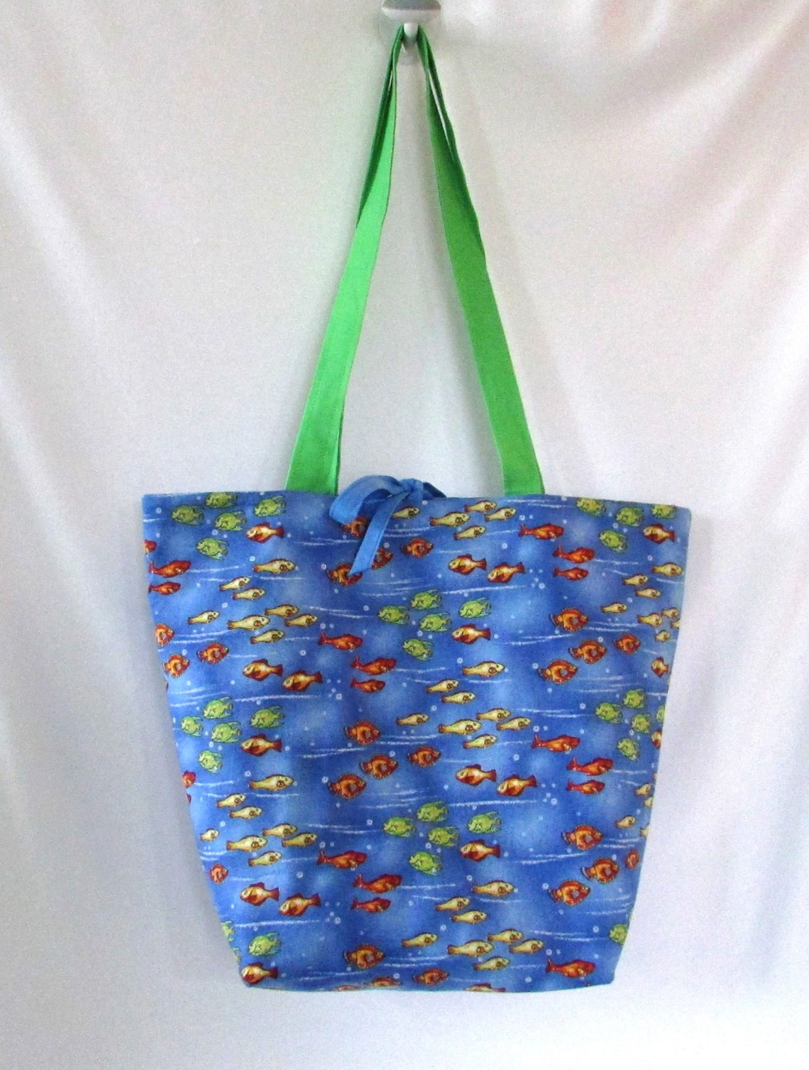 Goldfish Tote Bag Blue Handmade Handbag Fabric Bag Tropical | Etsy