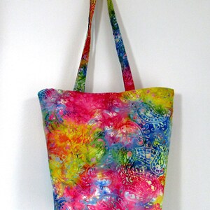 Tie Dye Shoulder Bag, Cloth Purse, Fabric Bag, Handmade Handbag, Tote Bag, Paisley, Batik, Lined with Pockets image 6