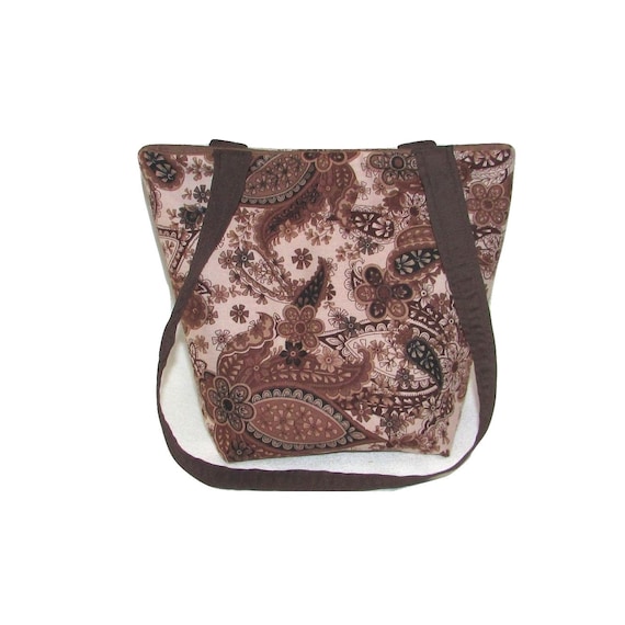 Brown Paisley Purse, Small Fabric Bag, Handmade Handbag, Cloth Purse, Black, Paisley, Flowers, Floral Teen Purse