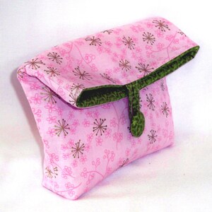 Bolso cosmético rosa, bolso de maquillaje, organizador de monedero, monedero de embrague, monedero de tela pequeño, bolso hecho a mano, neceser, flores, estrellas