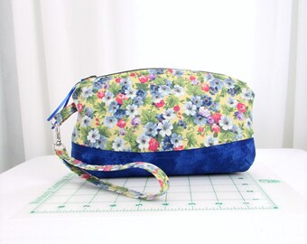 Yellow Clutch Purse, Fabric Zipper Bag with Detachable Wrist Strap, Flowers  Small Cloth Purse, Handmade Bag, Makeup Bag