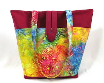 Tie Dye Shoulder Bag, Cloth Purse, Fabric Bag, Handmade Handbag, Tote Bag, Paisley, Batik, Lined with Pockets