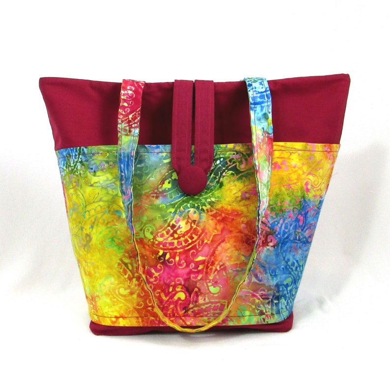 Tie Dye Shoulder Bag, Cloth Purse, Fabric Bag, Handmade Handbag, Tote Bag, Paisley, Batik, Lined with Pockets image 1