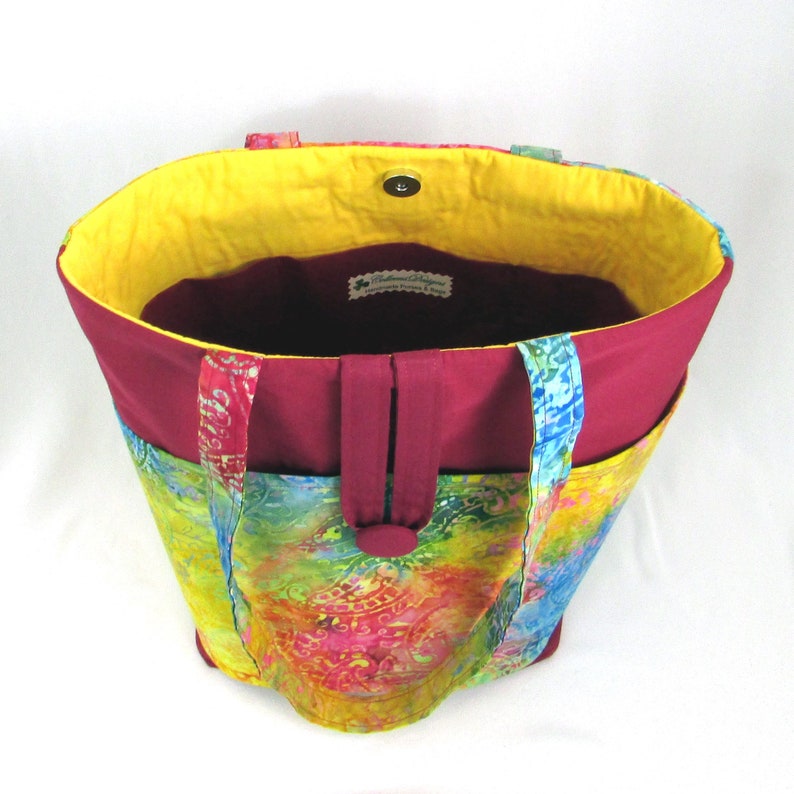 Tie Dye Shoulder Bag, Cloth Purse, Fabric Bag, Handmade Handbag, Tote Bag, Paisley, Batik, Lined with Pockets image 4