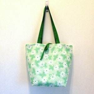 Butterfly Tote Bag, Green Cloth Purse with White Flowers, Handmade Handbag, Fabric Bag, Shoulder Bag, Ready to Ship image 7