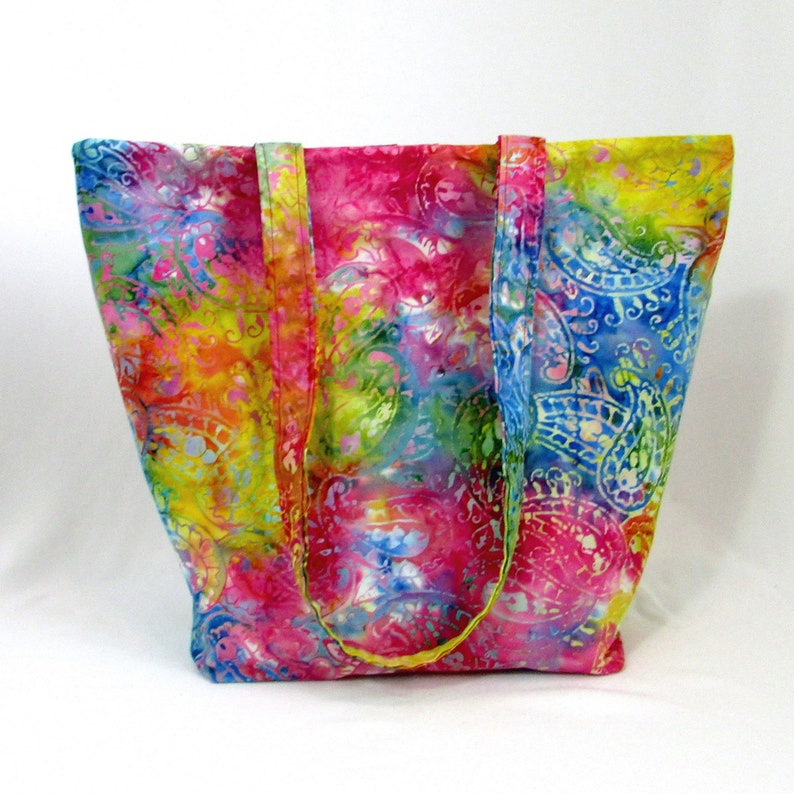 Tie Dye Shoulder Bag, Cloth Purse, Fabric Bag, Handmade Handbag, Tote Bag, Paisley, Batik, Lined with Pockets image 3