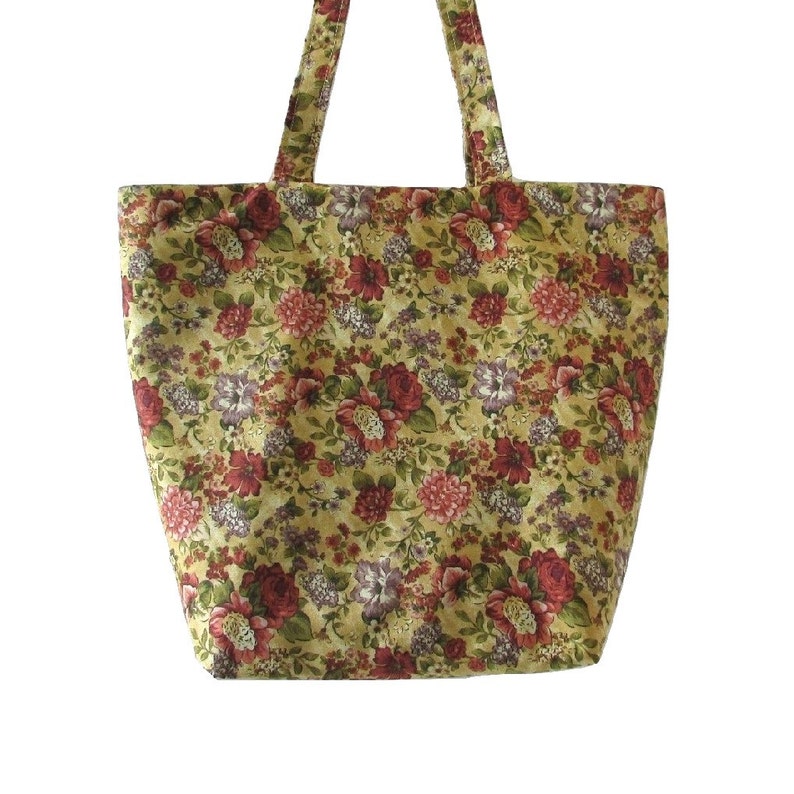 Floral Tote Bag Cloth Purse Handmade Handbag Beige Fabric | Etsy