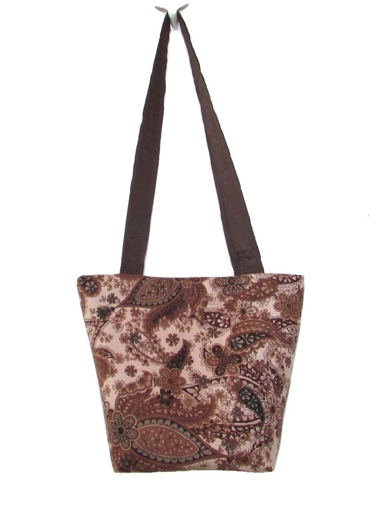 Brown Paisley Purse, Small Fabric Bag, Handmade Handbag, Cloth Purse