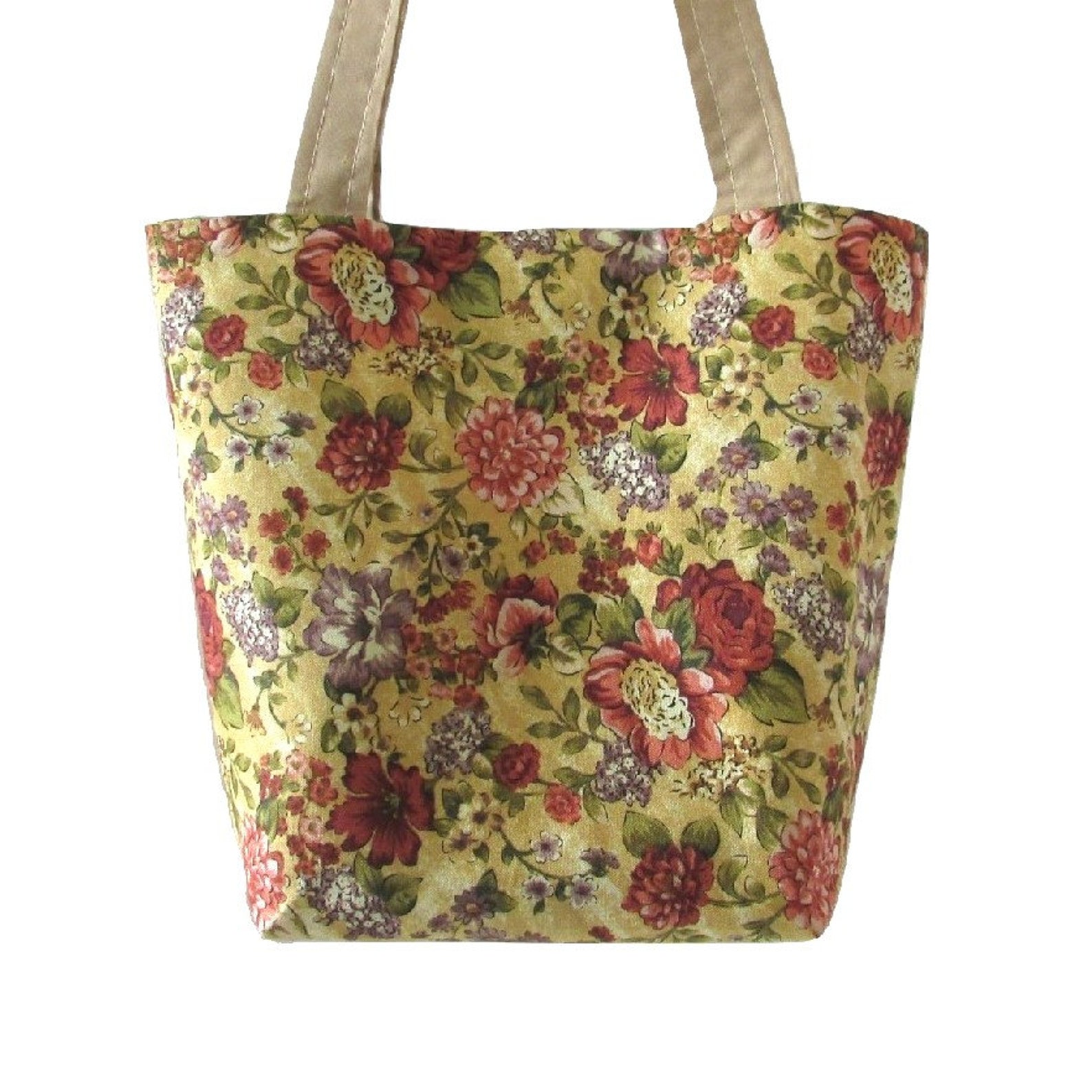 Floral Purse Small Fabric Bag Handmade Handbag Beige Cloth - Etsy