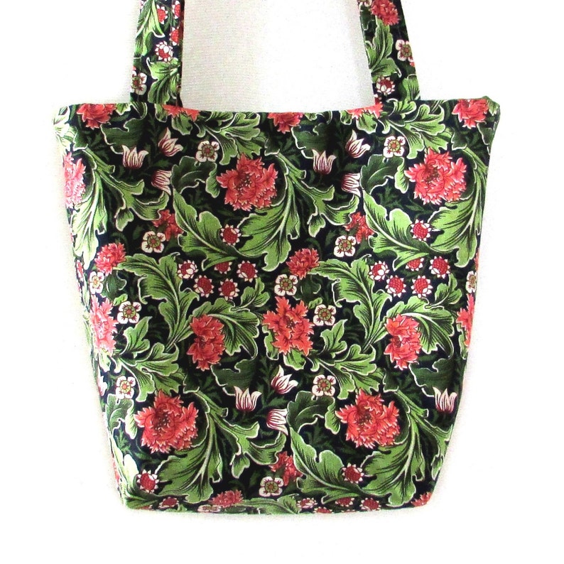 Floral Purse Small Tote Bag Green Leaves Coral Carnations - Etsy