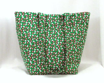Snowman Shoulder Bag, Cloth Purse, Holiday Tote Bag, Winter, Christmas, Handmade Handbag, Holiday Purse, Green, Red, White