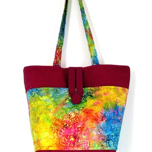 Tie Dye Shoulder Bag, Cloth Purse, Fabric Bag, Handmade Handbag, Tote Bag, Paisley, Batik, Lined with Pockets image 5