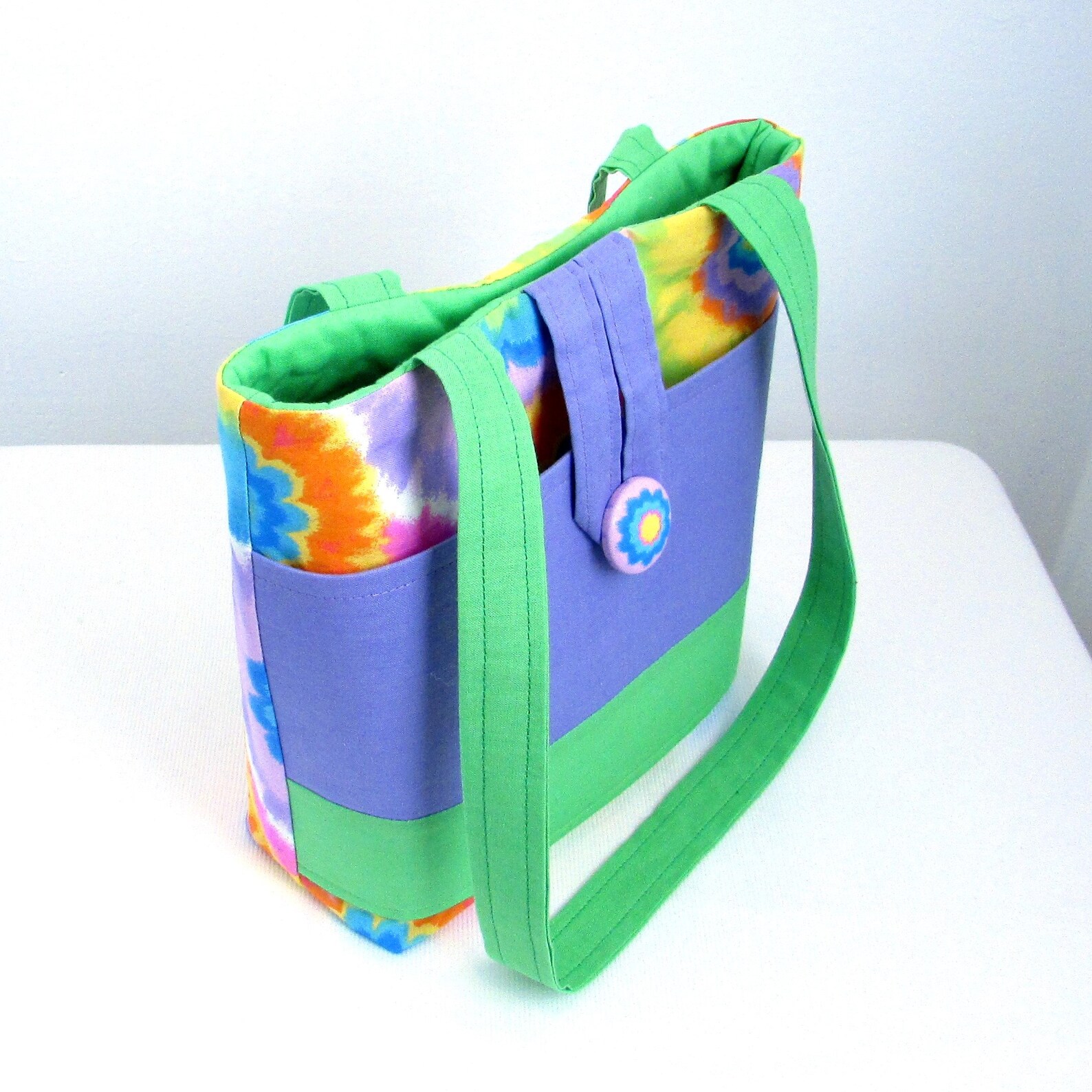 Tie Dye Purse, Small Tote Bag, Handmade Handbag, Girls Purse, Shoulder Bag, Cloth Purse, Fabric