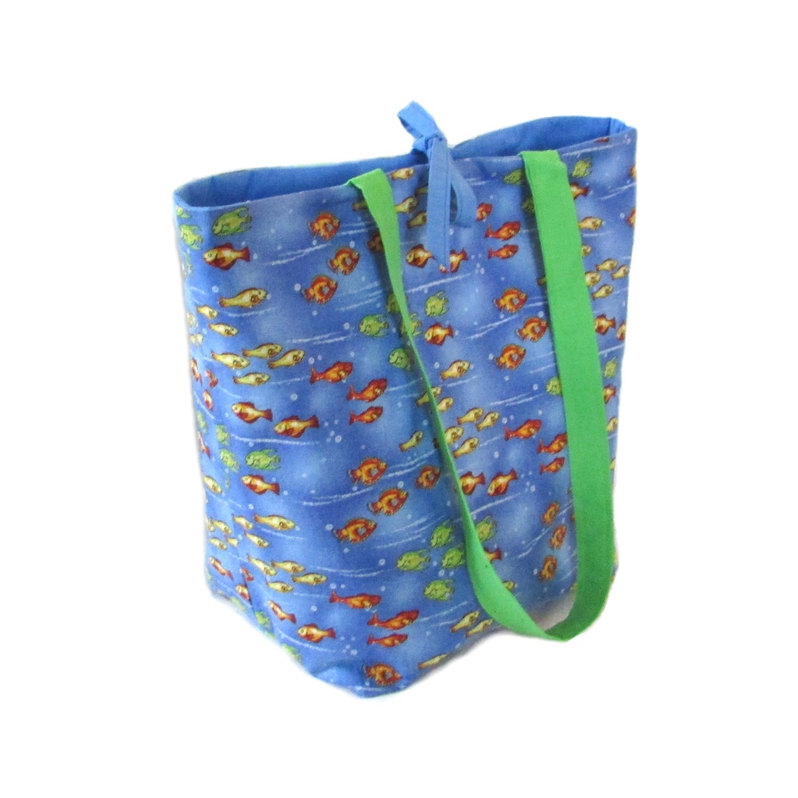 Goldfish Tote Bag Blue Handmade Handbag Fabric Bag Tropical | Etsy