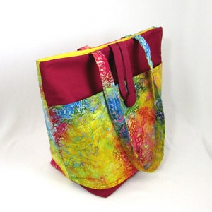 Tie Dye Shoulder Bag, Cloth Purse, Fabric Bag, Handmade Handbag, Tote Bag, Paisley, Batik, Lined with Pockets image 2