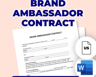 Brand Ambassador Contract | Printable File For Microsoft Word