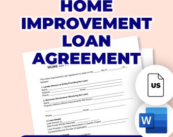 Home Improvement Loan Agreement | Printable File For Microsoft Word