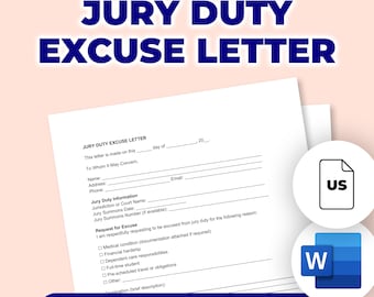 Jury Duty Excuse Letter | Printable File For Microsoft Word