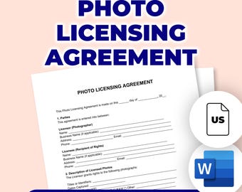 Photo Licensing Agreement | Printable File For Microsoft Word