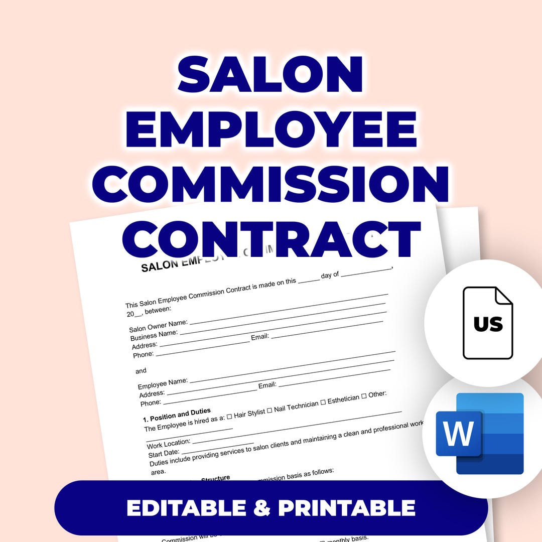 Salon Employee Commission Contract | Printable File for Microsoft Word ...