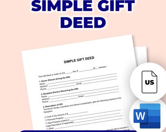 Simple Gift Deed | Printable File For Microsoft Word