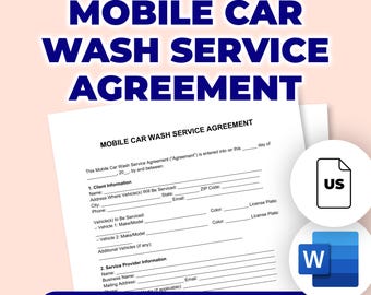 Mobile Car Wash Service Agreement | Printable File For Microsoft Word