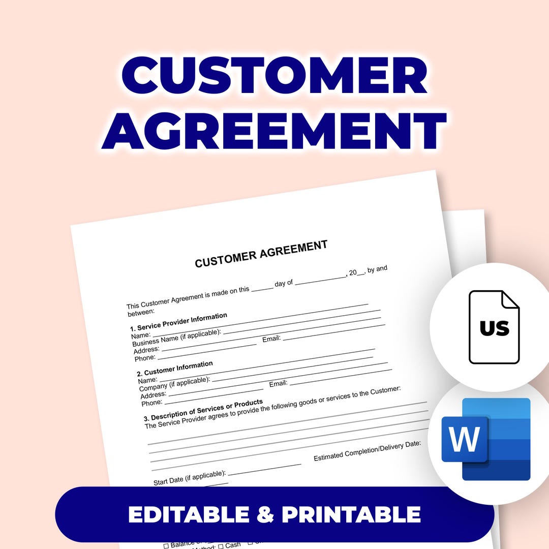 Customer Agreement | Printable File for Microsoft Word - Etsy