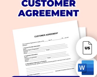 Customer Agreement | Printable File For Microsoft Word